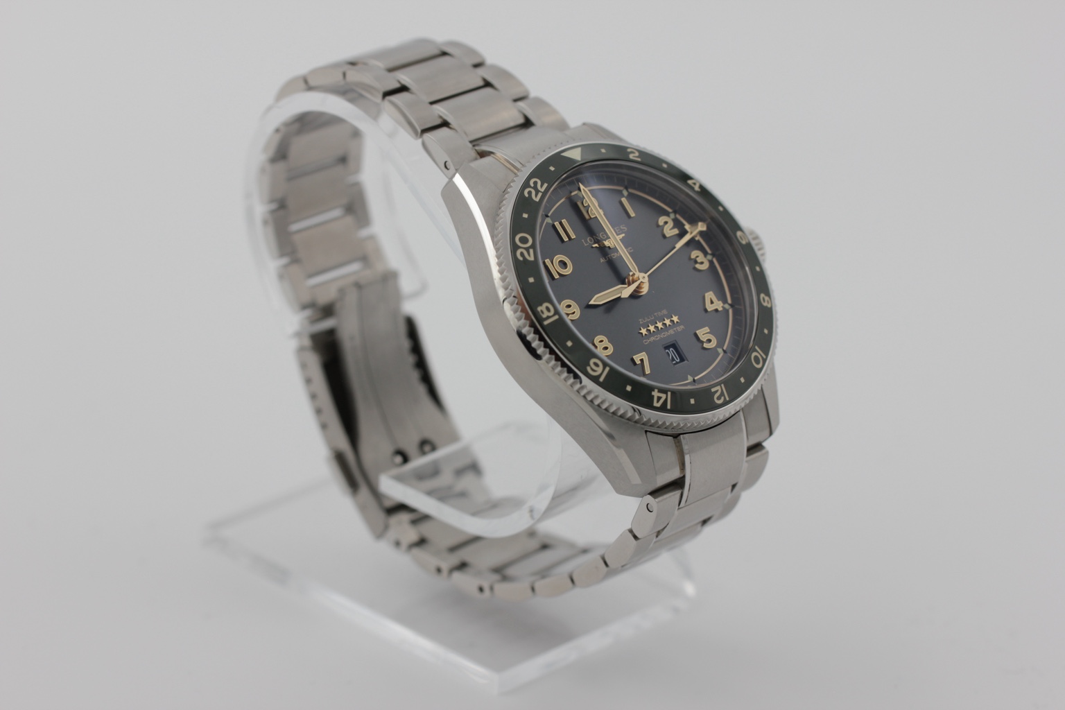 Longines Spirit Zulu Time ref. L3.812.4.63.6 — crown-side view