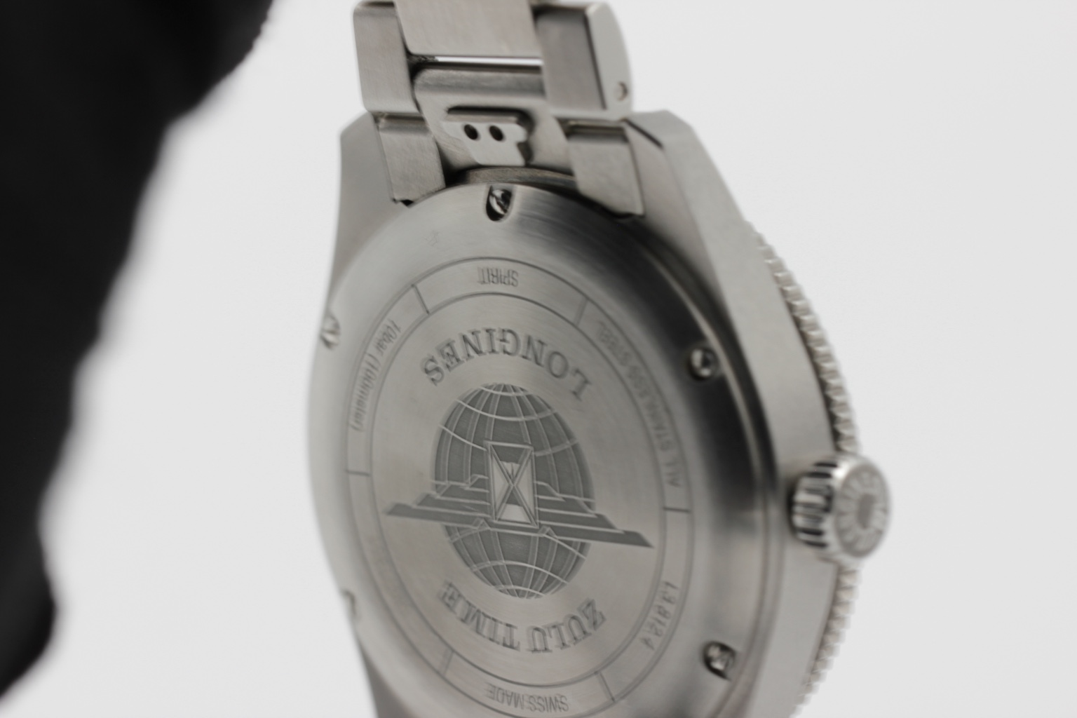 Longines Spirit Zulu Time ref. L3.812.4.63.6 — caseback view