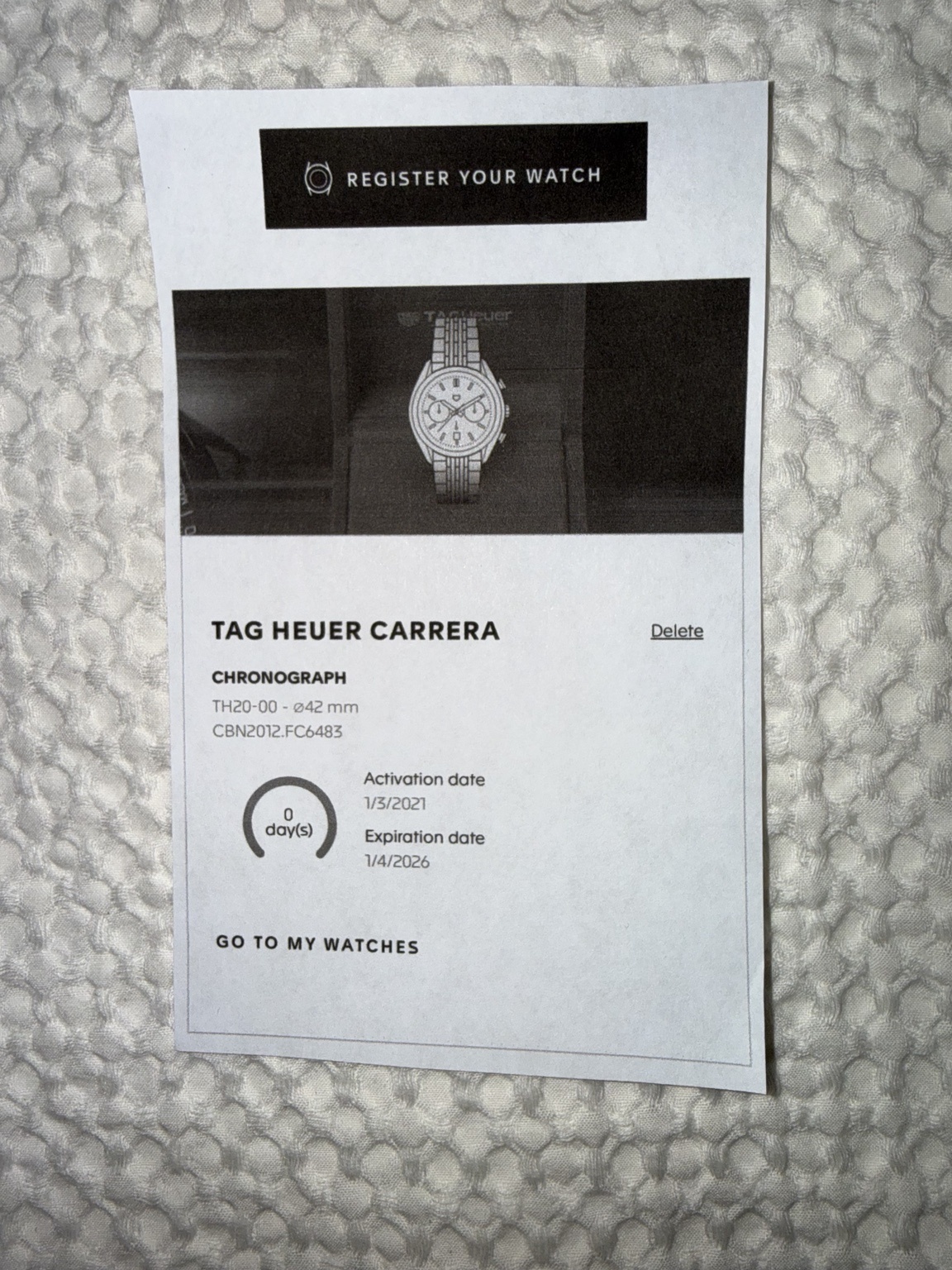 TAG Heuer Carrera Chronograph ref. CBN2012.FC6483 — actual watch photograph