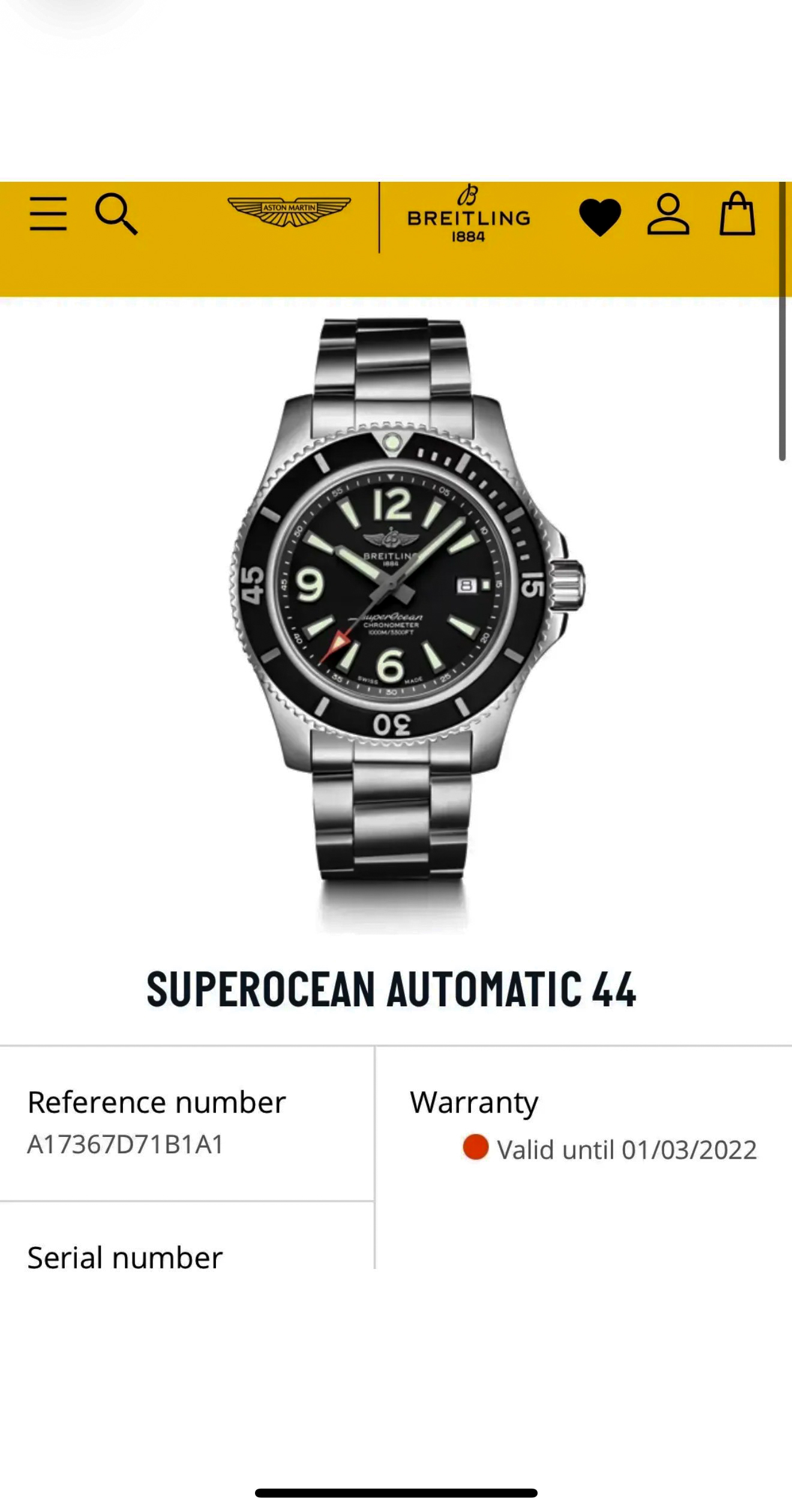 Breitling Superocean Automatic 44 ref. A17367D71B1A1 — actual watch photograph